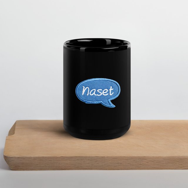 NASET Quote Black glossy mug (15 oz)